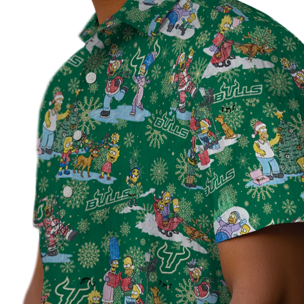 South Florida Bulls Hawaiian Shirt - Simpsons Christmas south florida bulls simpsons christmas green hawaiian shirts trendy