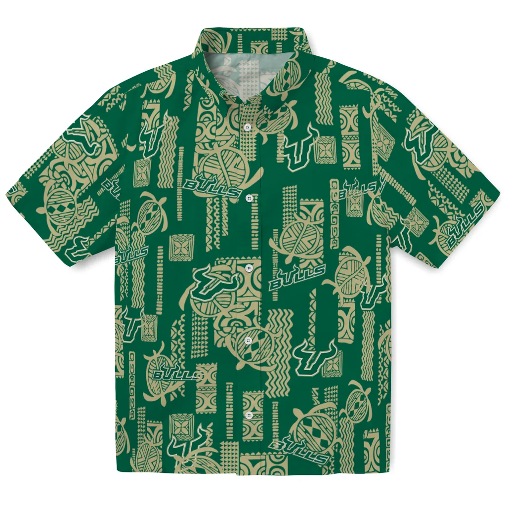 South Florida Bulls Hawaiian Shirt - Turtle Lines south florida bulls turtle lines green hawaiian shirts best selling