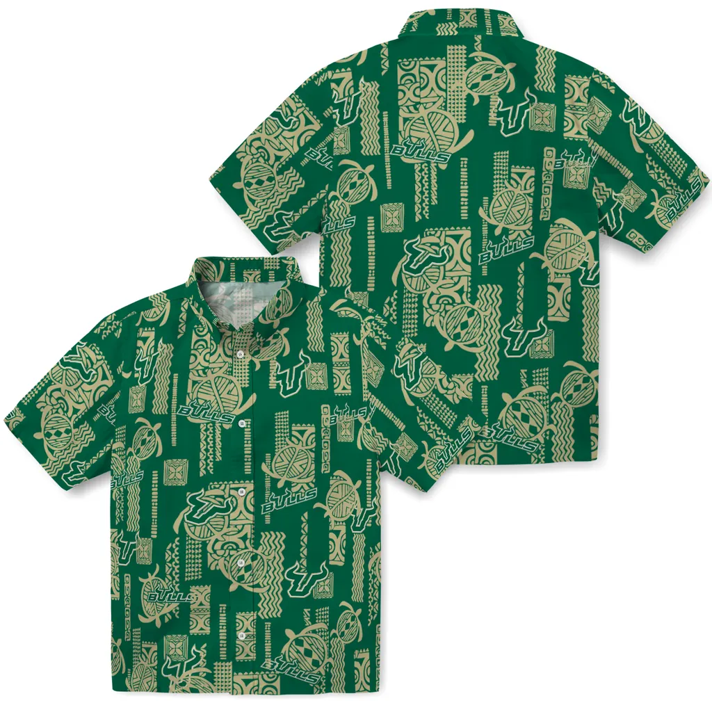 South Florida Bulls Hawaiian Shirt - Turtle Lines south florida bulls turtle lines green hawaiian shirts high quality