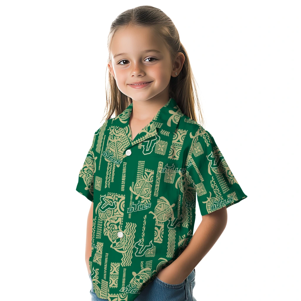 South Florida Bulls Hawaiian Shirt - Turtle Lines south florida bulls turtle lines green hawaiian shirts premium grade