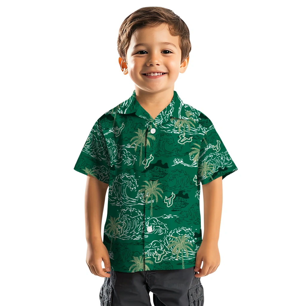 South Florida Bulls Hawaiian Shirt - Wave Palm south florida bulls wave palm green hawaiian shirts top rated