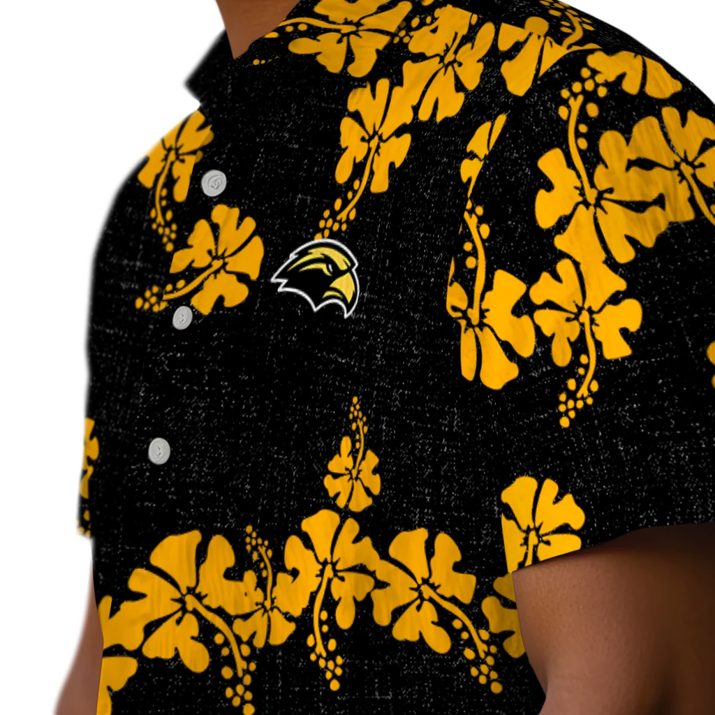 Southern Miss Golden Eagles Hawaiian Shirt - 50th State Flower southern miss golden eagles hibiscus petals black hawaiian shirts trendy