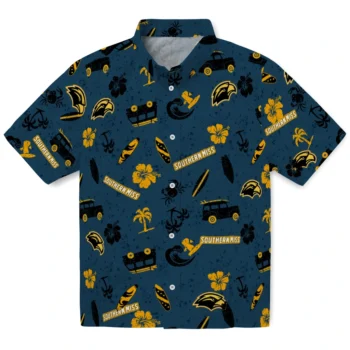 southern miss golden eagles beach vibe navy hawaiian shirts best selling