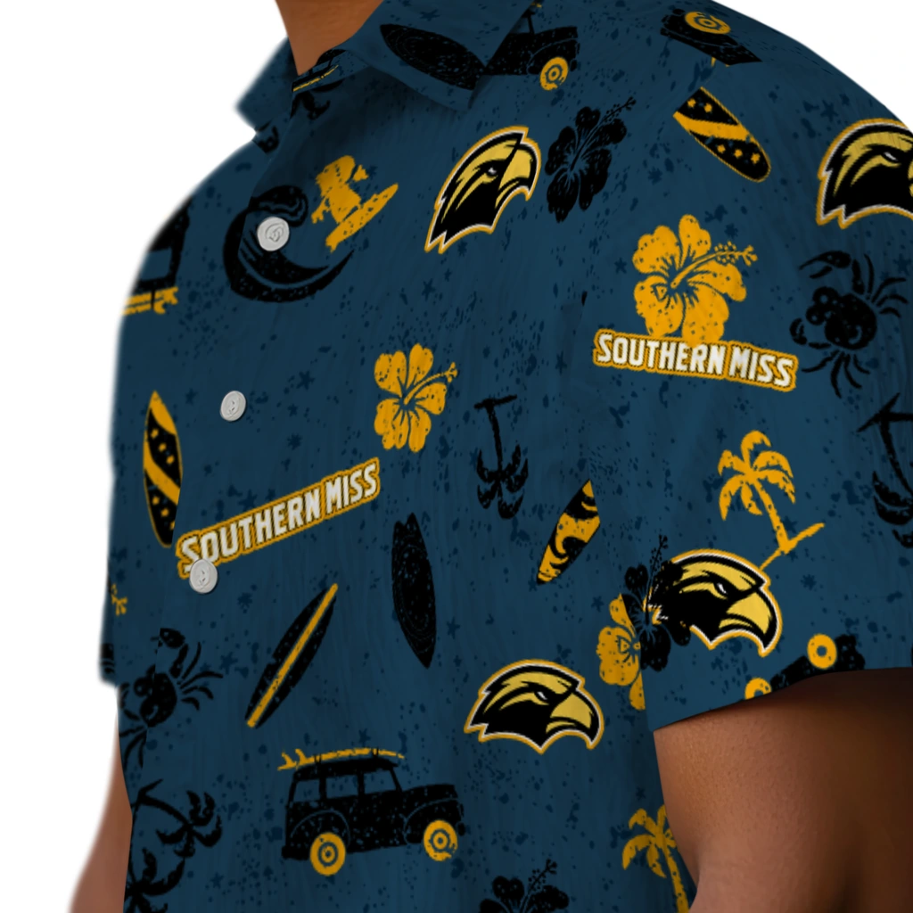 Southern Miss Golden Eagles Hawaiian Shirt - Beach Vibe southern miss golden eagles beach vibe navy hawaiian shirts trendy