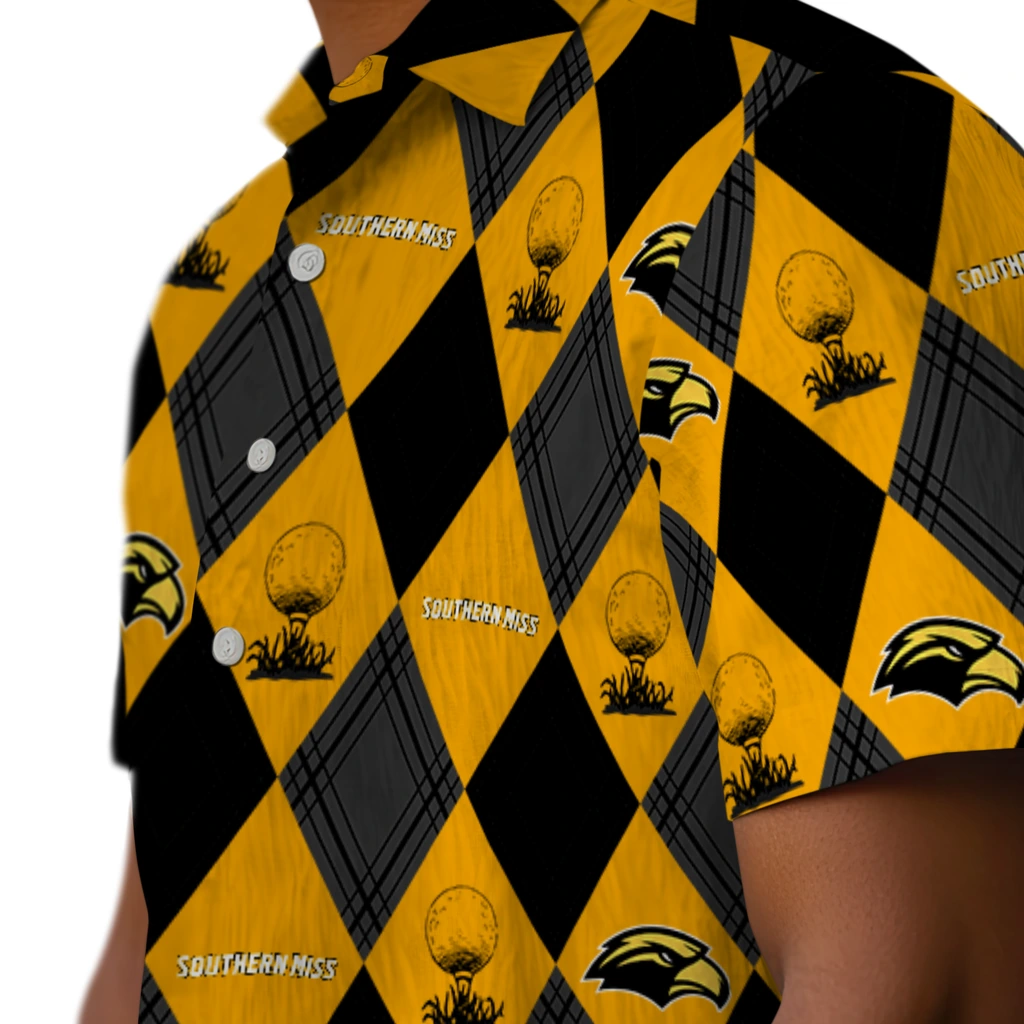 Southern Miss Golden Eagles Hawaiian Shirt - Golfing Plaid southern miss golden eagles balloon plaid black hawaiian shirts trendy