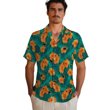 southern miss golden eagles hibiscus escape green hawaiian shirts fashion forward