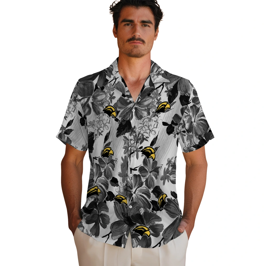 Southern Miss Golden Eagles Hawaiian Shirt - Hibiscus Arrangement southern miss golden eagles hibiscus arrangement black hawaiian shirts fashion forward