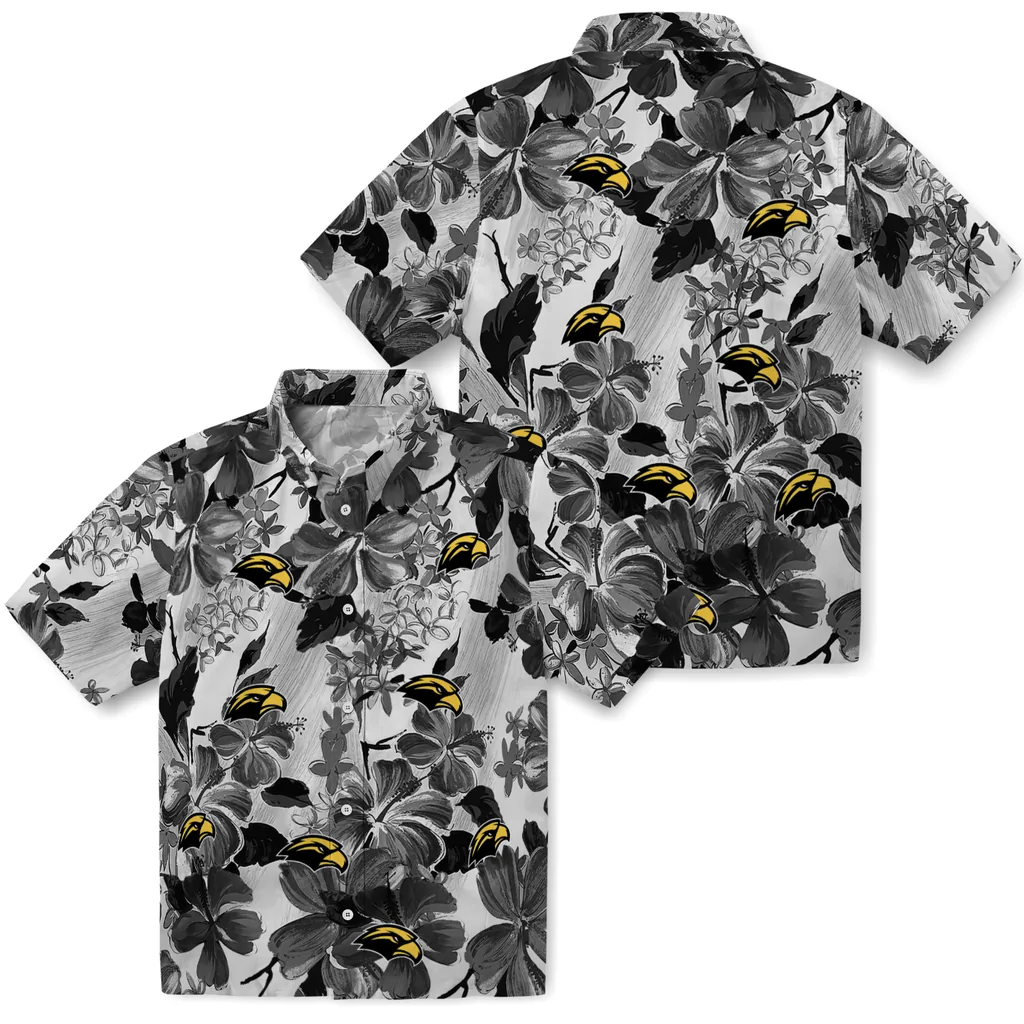 Southern Miss Golden Eagles Hawaiian Shirt - Hibiscus Arrangement southern miss golden eagles hibiscus arrangement black hawaiian shirts high quality