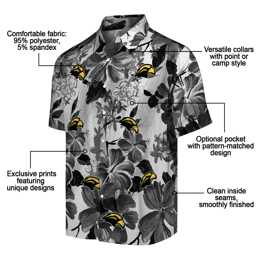 Southern Miss Golden Eagles Hawaiian Shirt - Hibiscus Arrangement southern miss golden eagles hibiscus arrangement black hawaiian shirts new arrival