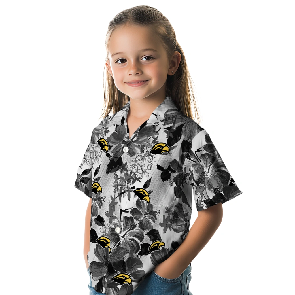 Southern Miss Golden Eagles Hawaiian Shirt - Hibiscus Arrangement southern miss golden eagles hibiscus arrangement black hawaiian shirts premium grade