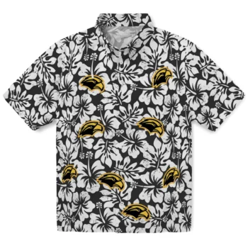 southern miss golden eagles hibiscus motif black white hawaiian shirts best selling