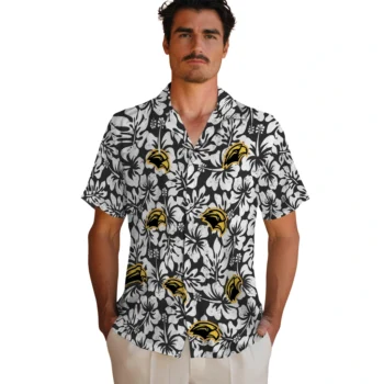 southern miss golden eagles hibiscus motif black white hawaiian shirts fashion forward