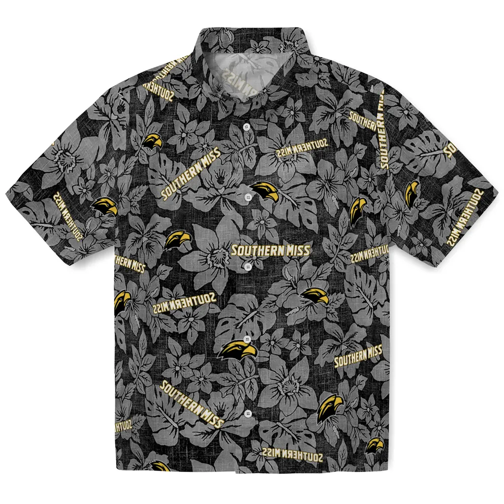 Southern Miss Golden Eagles Hawaiian Shirt - Hibiscus Oasis southern miss golden eagles hibiscus oasis black hawaiian shirts best selling