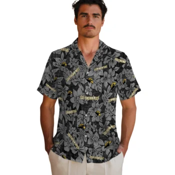 southern miss golden eagles hibiscus oasis black hawaiian shirts fashion forward
