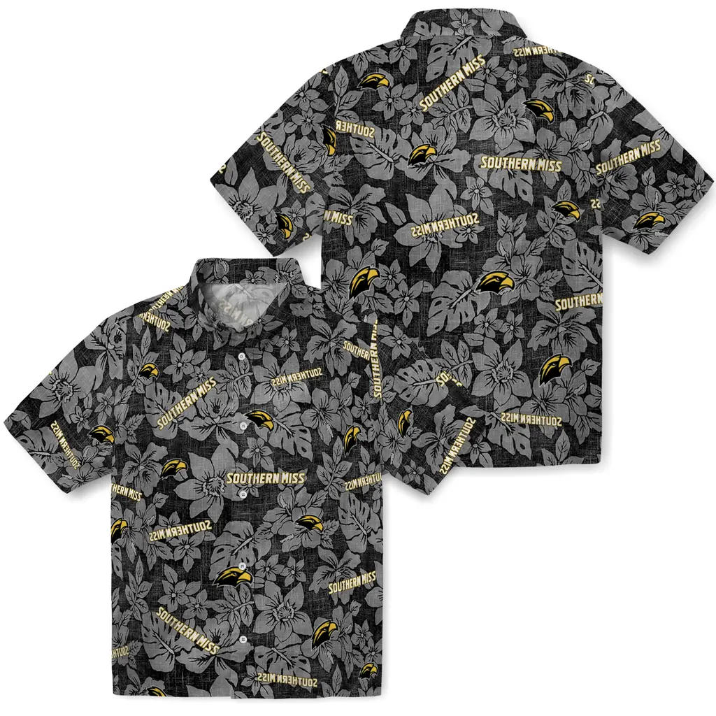 Southern Miss Golden Eagles Hawaiian Shirt - Hibiscus Oasis southern miss golden eagles hibiscus oasis black hawaiian shirts high quality