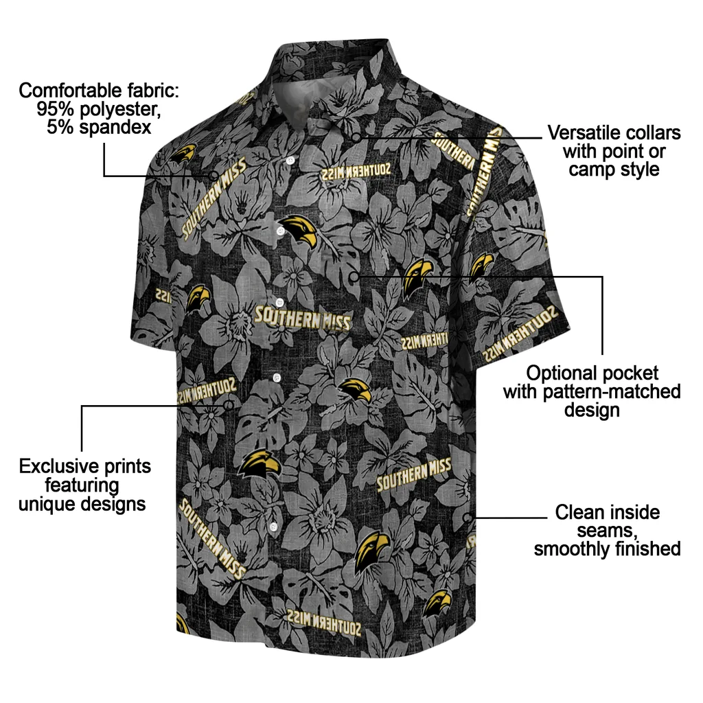 Southern Miss Golden Eagles Hawaiian Shirt - Hibiscus Oasis southern miss golden eagles hibiscus oasis black hawaiian shirts new arrival