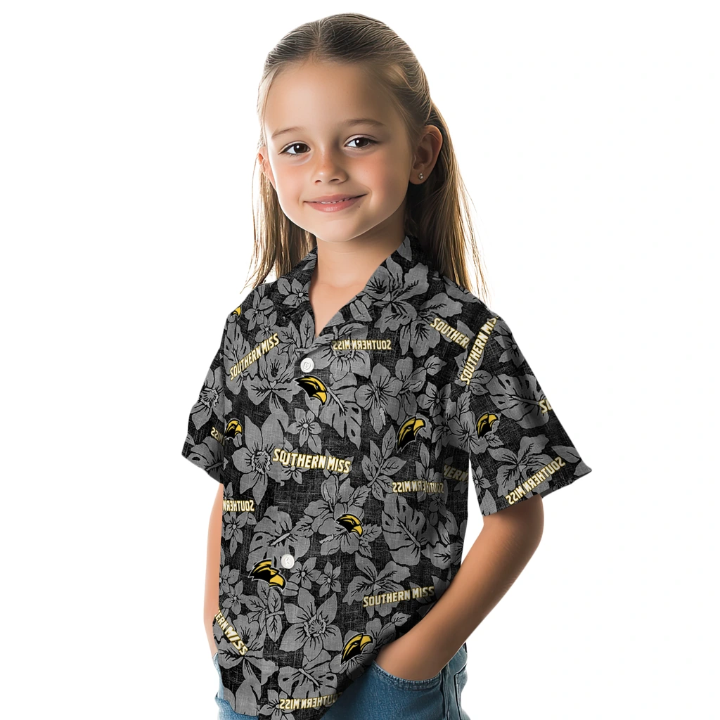 Southern Miss Golden Eagles Hawaiian Shirt - Hibiscus Oasis southern miss golden eagles hibiscus oasis black hawaiian shirts premium grade