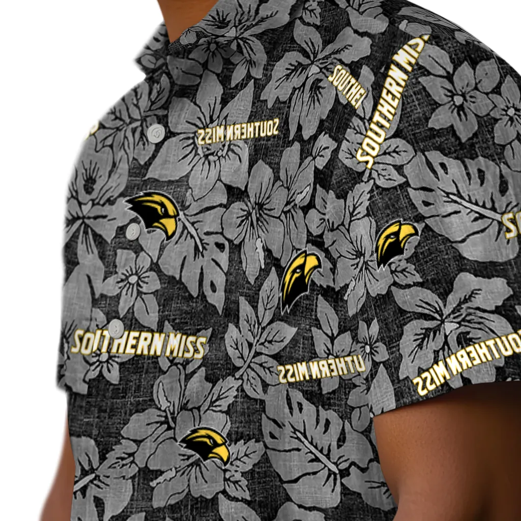 Southern Miss Golden Eagles Hawaiian Shirt - Hibiscus Oasis southern miss golden eagles hibiscus oasis black hawaiian shirts trendy