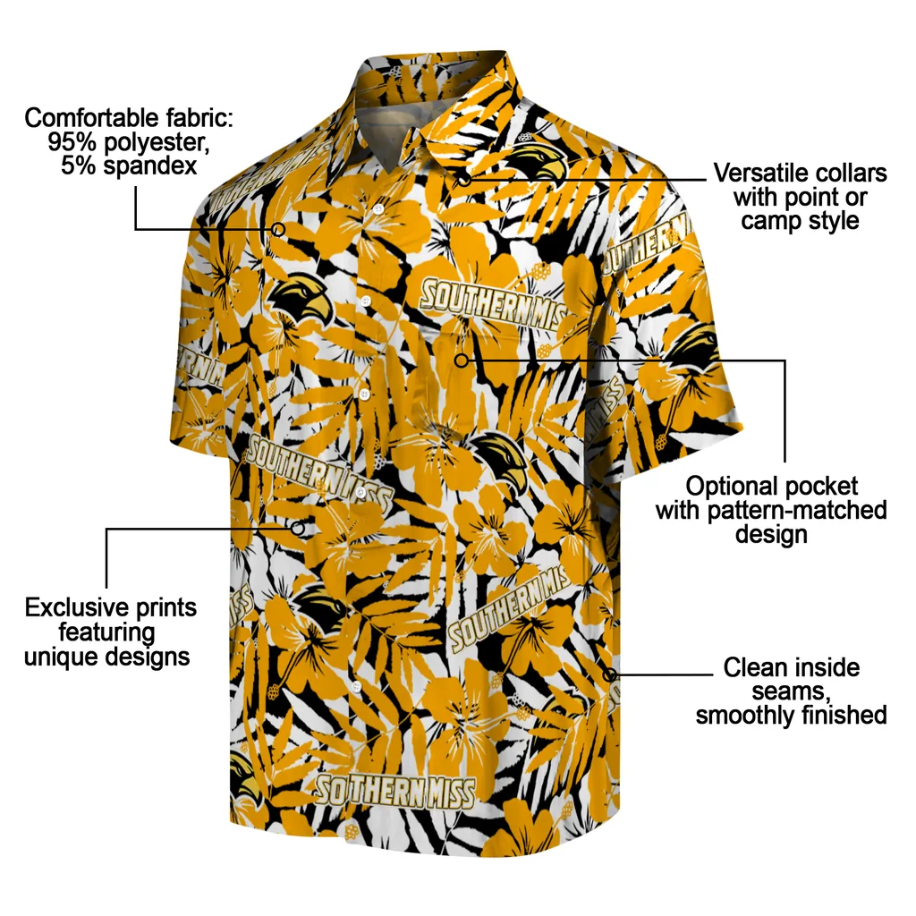 Southern Miss Golden Eagles Hawaiian Shirt - Hibiscus Overlay southern miss golden eagles hibiscus overlay hawaiian shirts new arrival