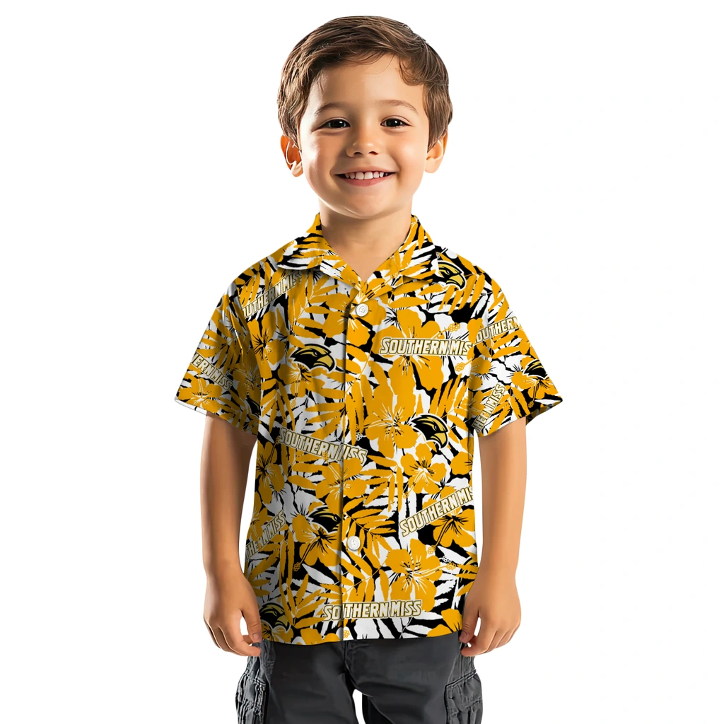 Southern Miss Golden Eagles Hawaiian Shirt - Hibiscus Overlay southern miss golden eagles hibiscus overlay hawaiian shirts top rated