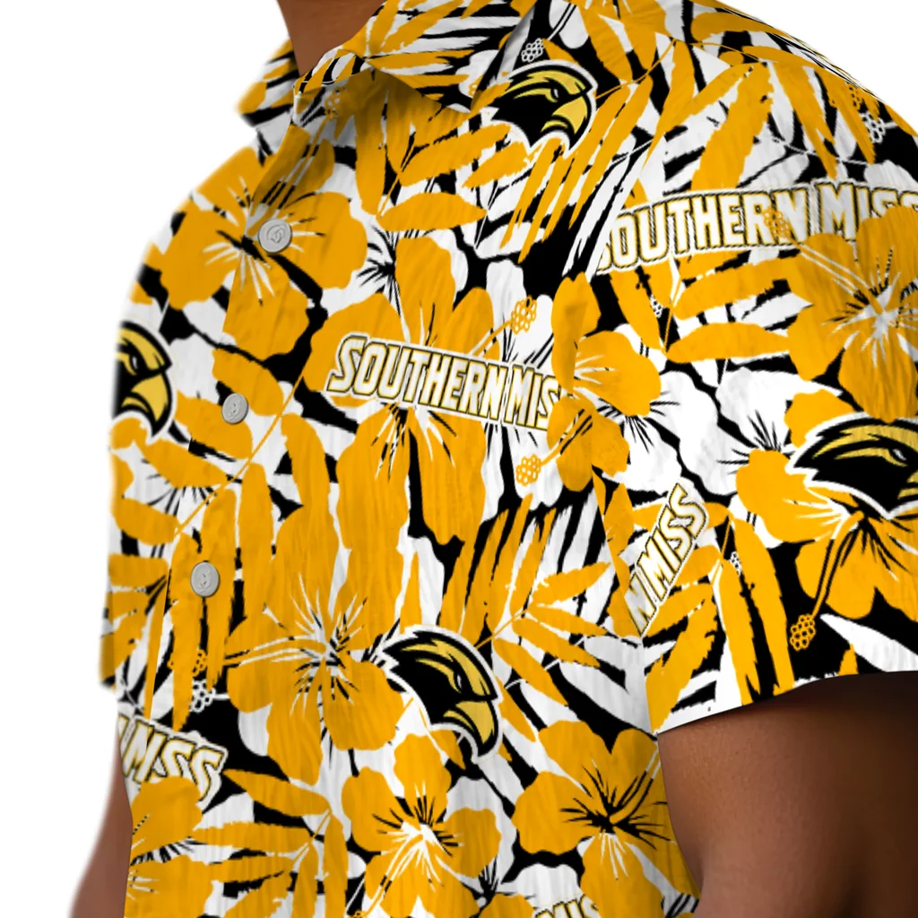 Southern Miss Golden Eagles Hawaiian Shirt - Hibiscus Overlay southern miss golden eagles hibiscus overlay hawaiian shirts trendy