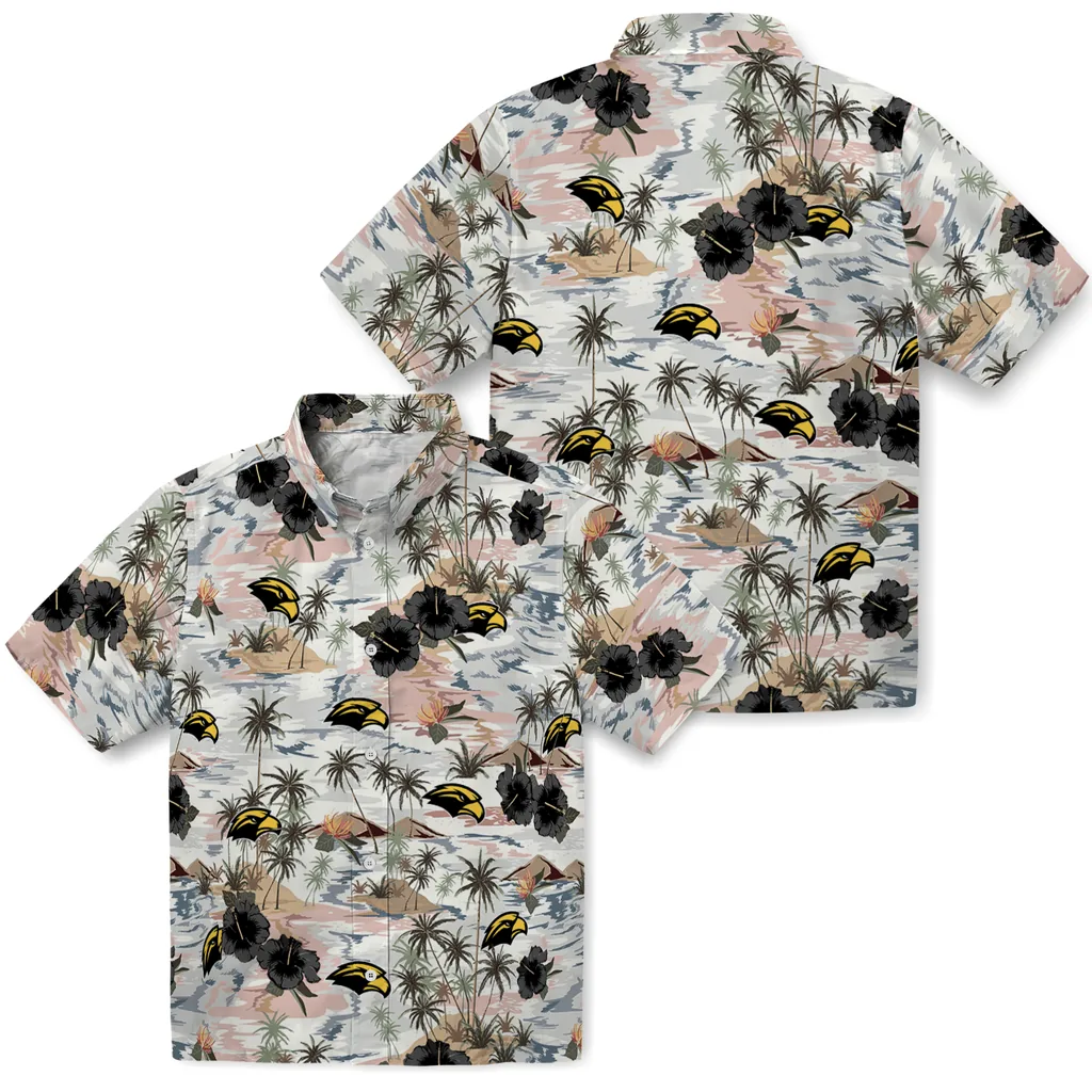 Southern Miss Golden Eagles Hawaiian Shirt - Hibiscus Seaside southern miss golden eagles hibiscus seaside white hawaiian shirts high quality
