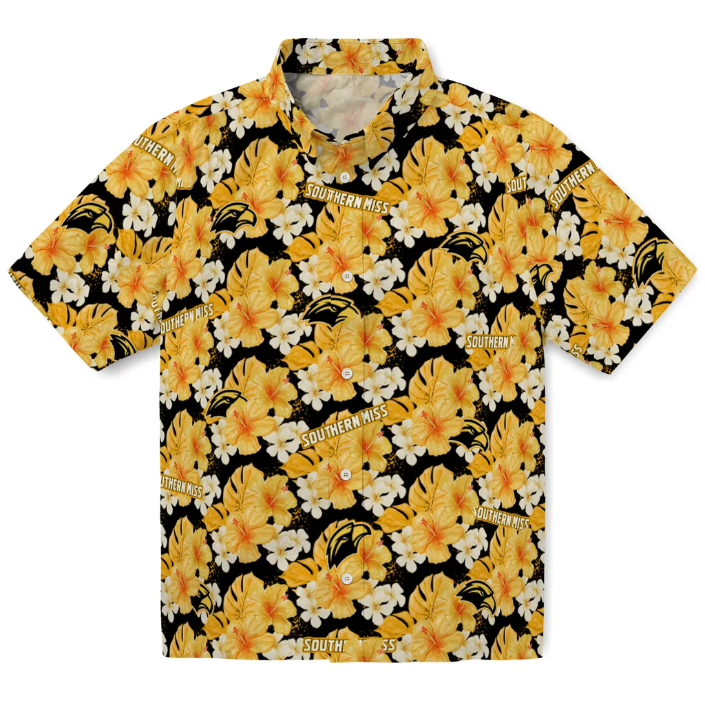 Southern Miss Golden Eagles Hawaiian Shirt - Hibiscus Tropics southern miss golden eagles hibiscus tropics black yellow hawaiian shirts best selling