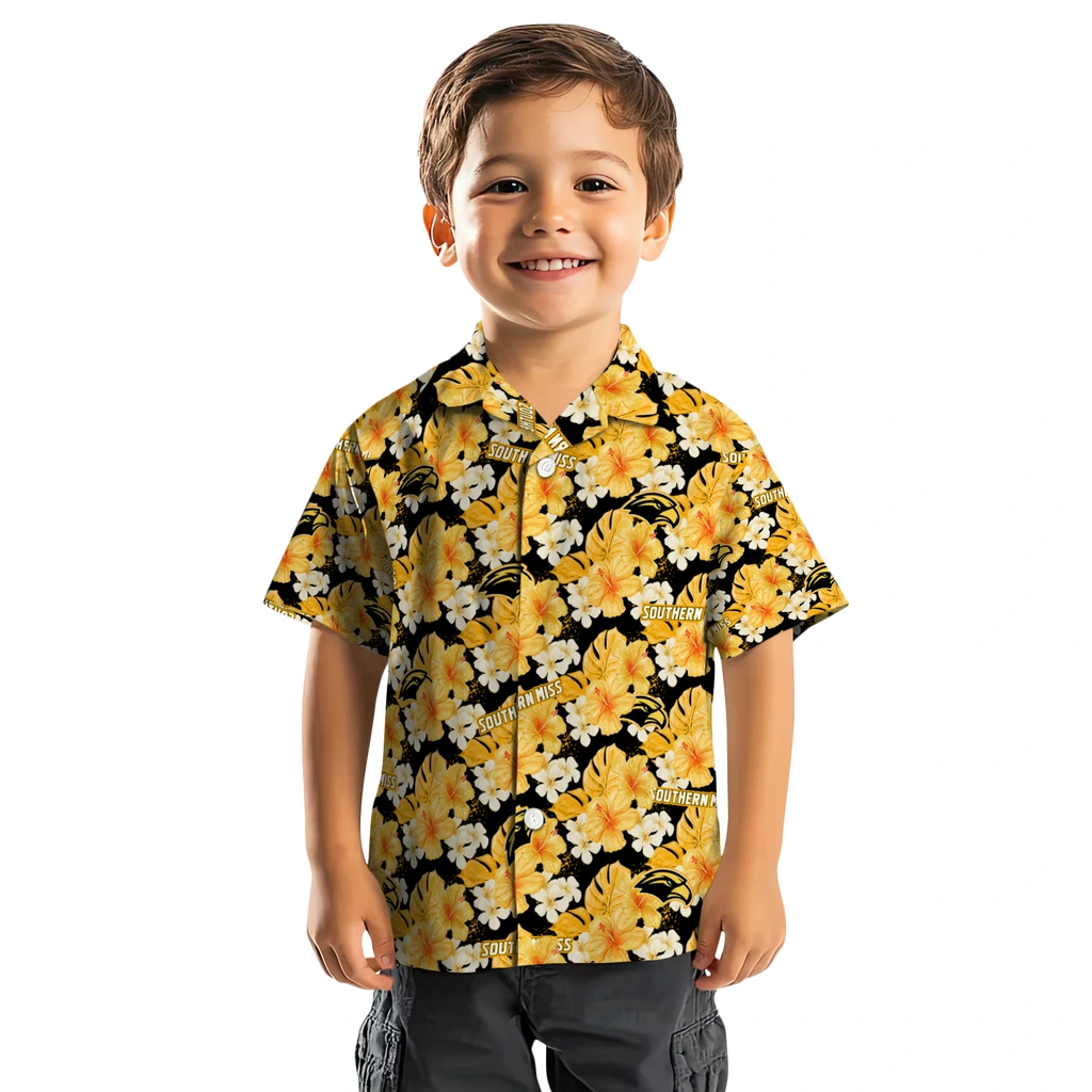 Southern Miss Golden Eagles Hawaiian Shirt - Hibiscus Tropics southern miss golden eagles hibiscus tropics black yellow hawaiian shirts top rated