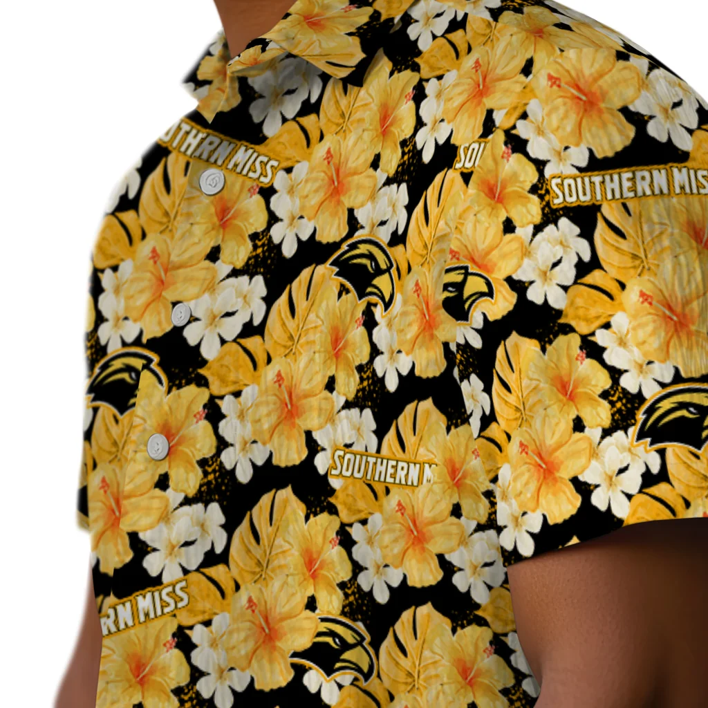 Southern Miss Golden Eagles Hawaiian Shirt - Hibiscus Tropics southern miss golden eagles hibiscus tropics black yellow hawaiian shirts trendy