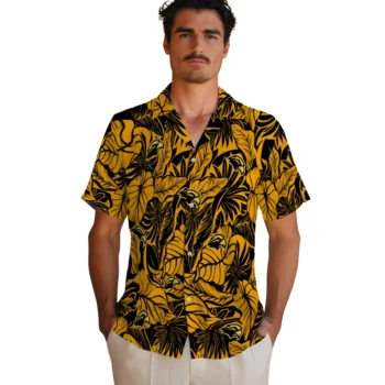 southern miss golden eagles monstera layer black hawaiian shirts fashion forward