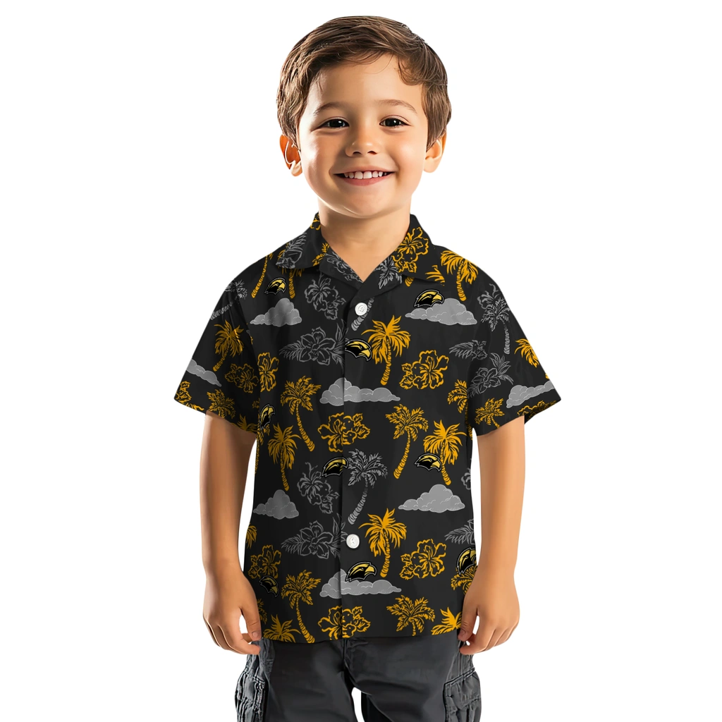 Southern Miss Golden Eagles Hawaiian Shirt - Palm And Clouds southern miss golden eagles palm and clouds black hawaiian shirts top rated