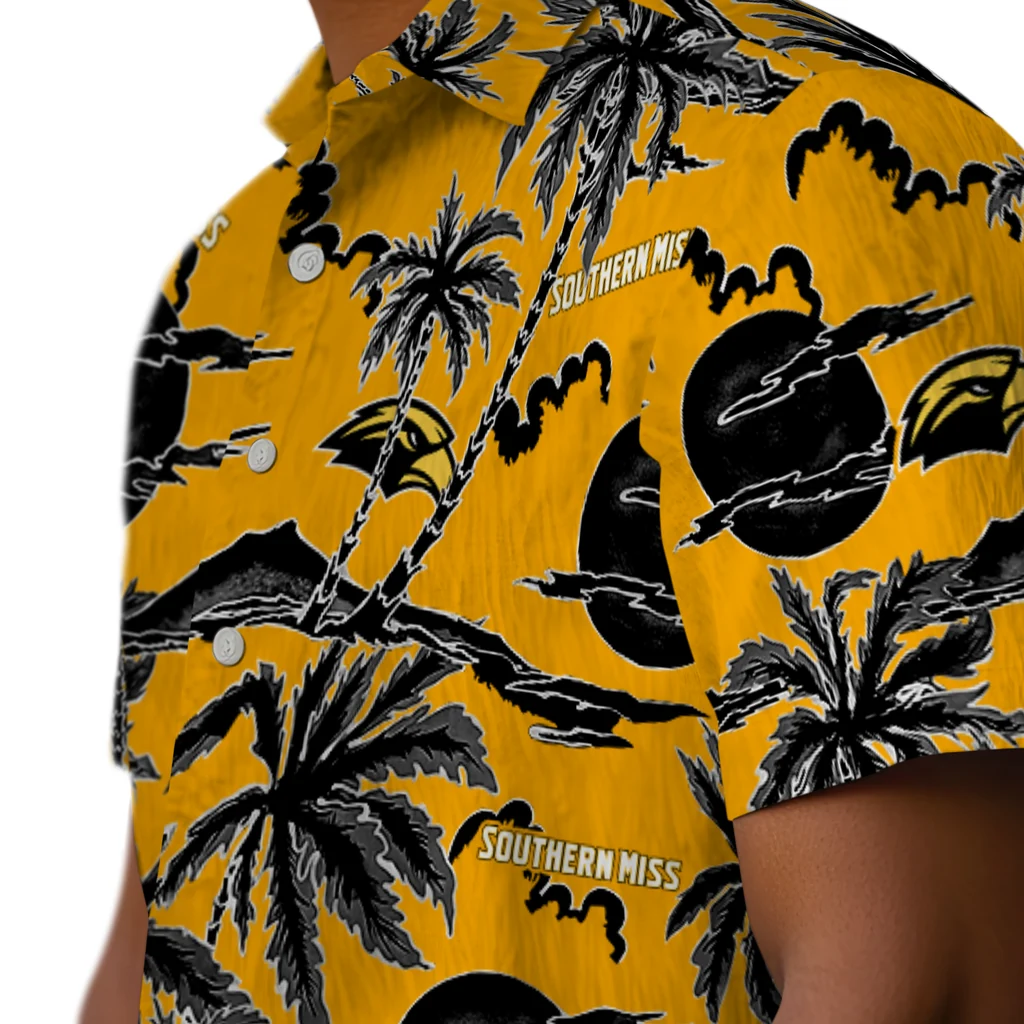 Southern Miss Golden Eagles Hawaiian Shirt - Palm Sunset southern miss golden eagles palm sunset hawaiian shirts trendy