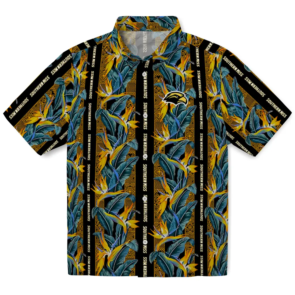 Southern Miss Golden Eagles Hawaiian Shirt - Paradise Vines southern miss golden eagles paradise vines black hawaiian shirts best selling