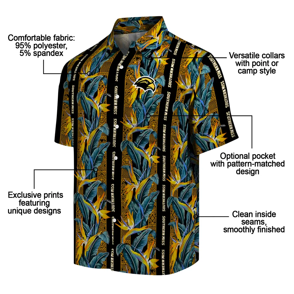 Southern Miss Golden Eagles Hawaiian Shirt - Paradise Vines southern miss golden eagles paradise vines black hawaiian shirts new arrival