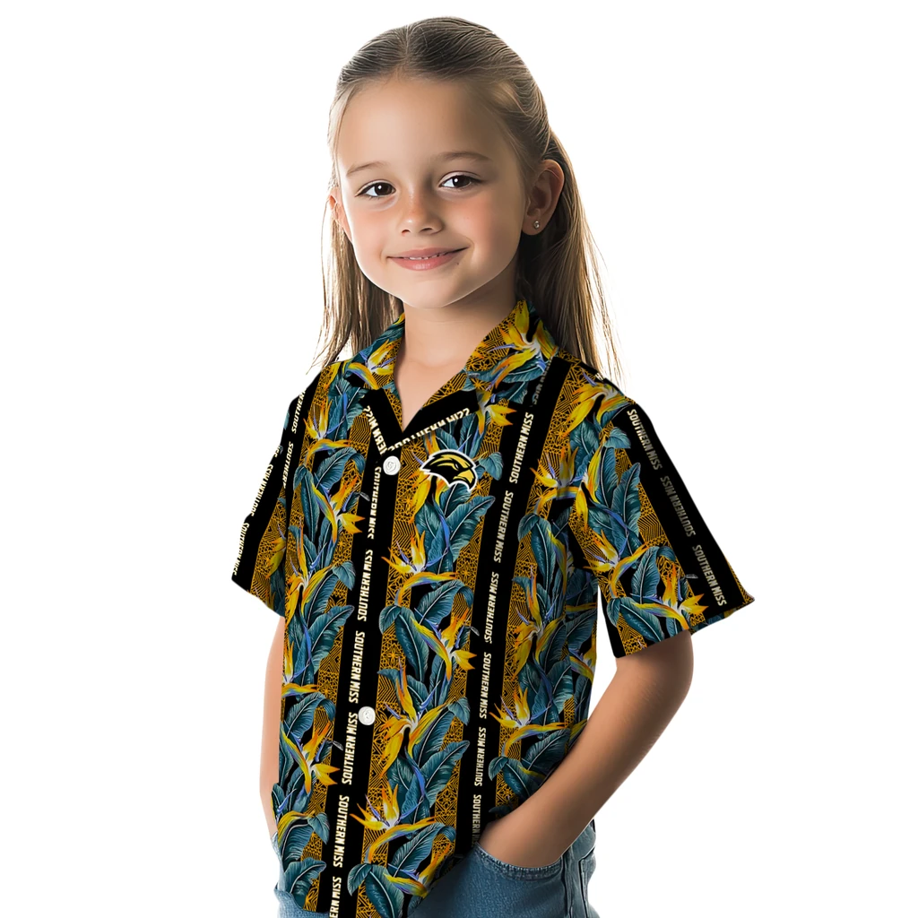 Southern Miss Golden Eagles Hawaiian Shirt - Paradise Vines southern miss golden eagles paradise vines black hawaiian shirts premium grade