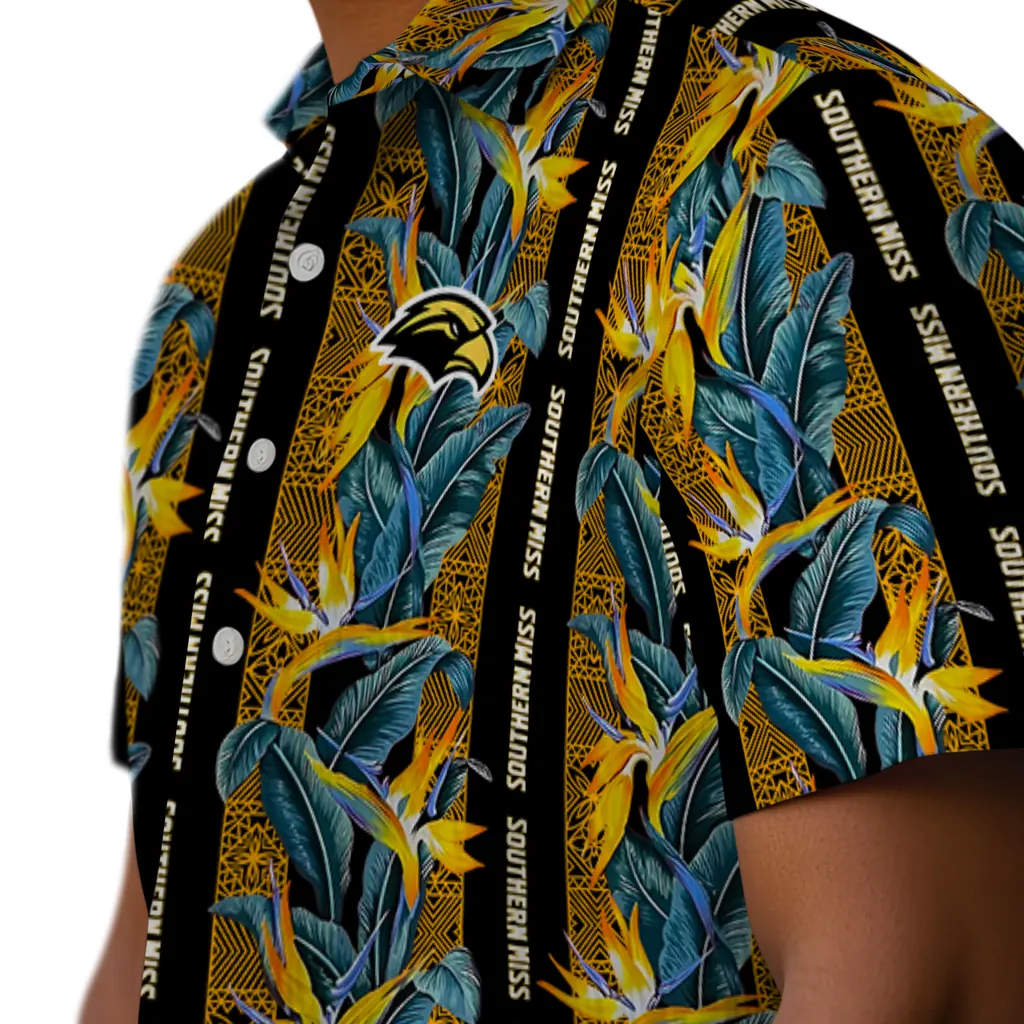 Southern Miss Golden Eagles Hawaiian Shirt - Paradise Vines southern miss golden eagles paradise vines black hawaiian shirts trendy