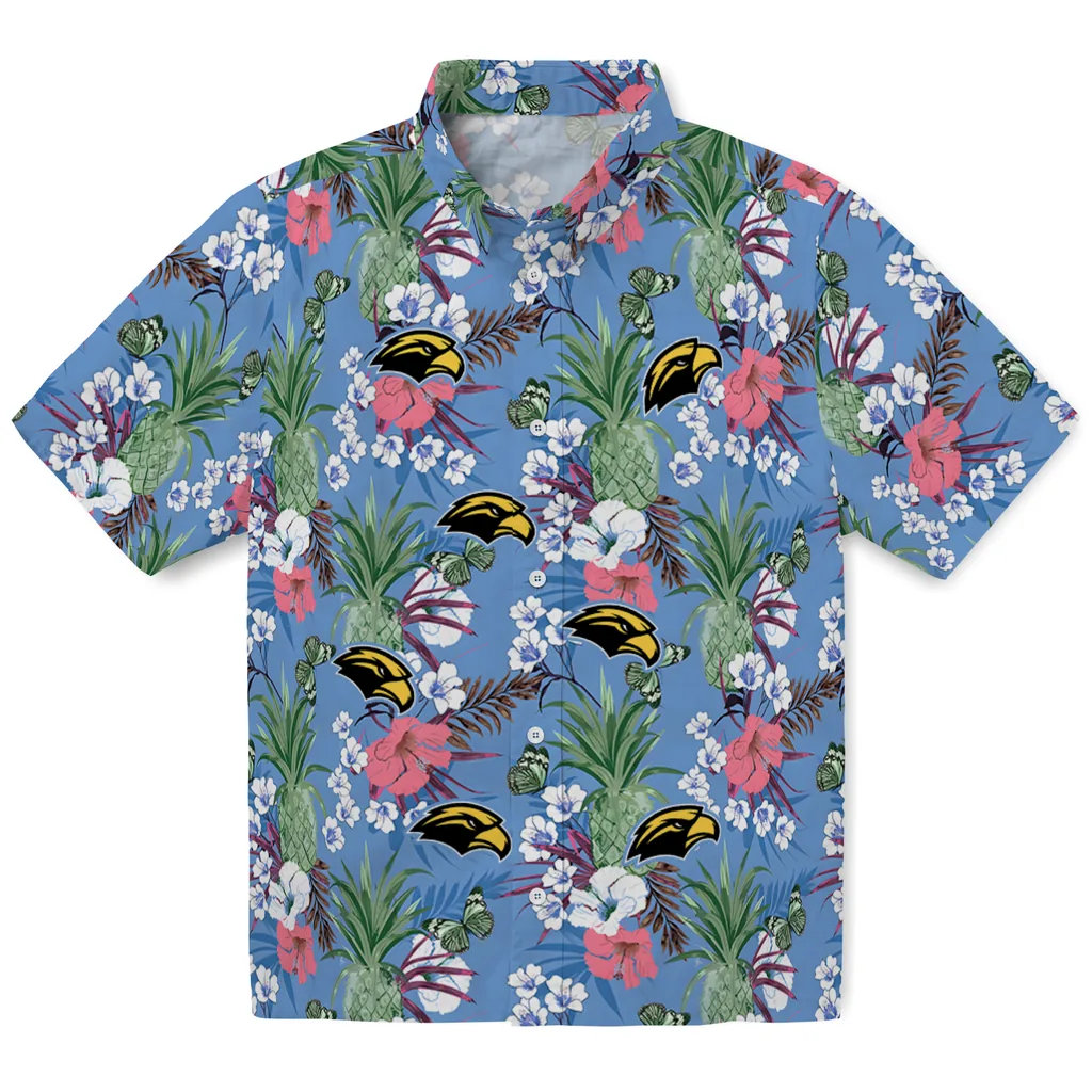 Southern Miss Golden Eagles Hawaiian Shirt - Pineapple Bouquet southern miss golden eagles pineapple bouquet best sky blue hawaiian shirts best selling