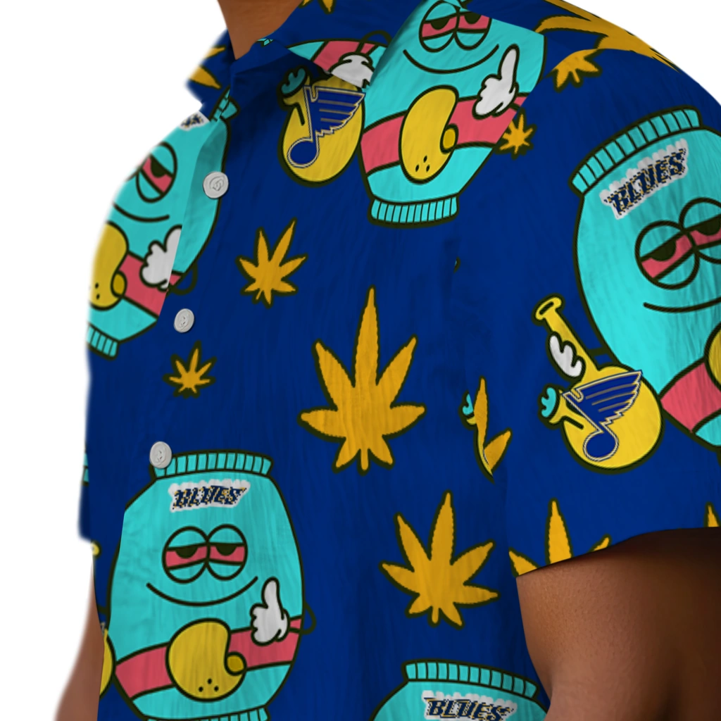 St. Louis Blues Hawaiian Shirt - Chill Vibe st louis blues bong smile blue hawaiian shirts trendy