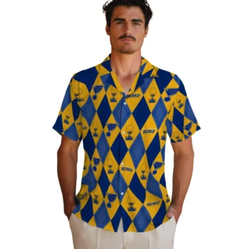 st louis blues balloon plaid blue hawaiian shirts fashion forward
