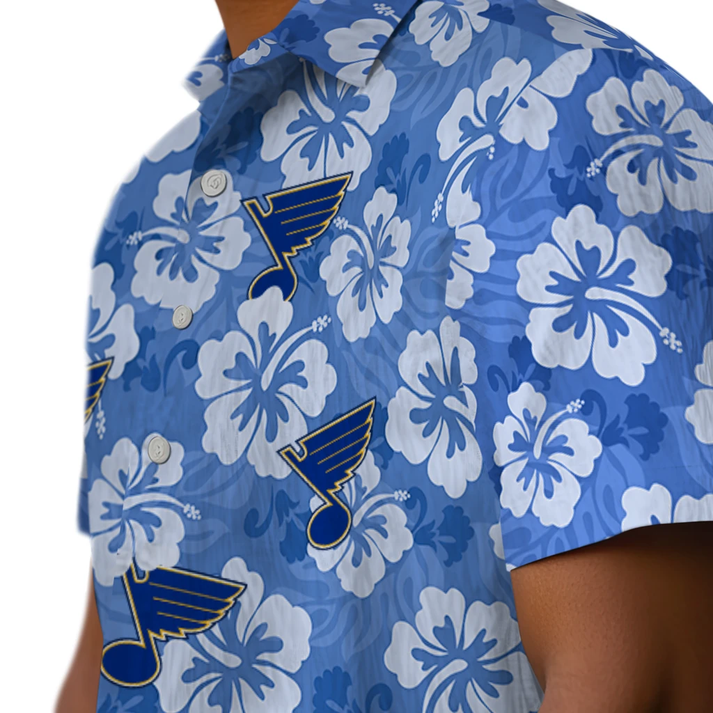 St. Louis Blues Hawaiian Shirt - Hibiscus Cluster st louis blues hibiscus cluster blue hawaiian shirts trendy