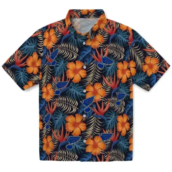 st louis blues hibiscus foliage hawaiian shirts best selling