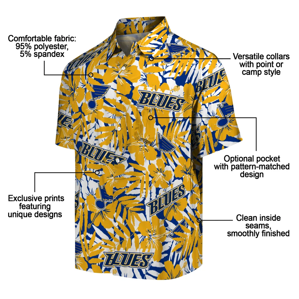 St. Louis Blues Hawaiian Shirt - Hibiscus Overlay st louis blues hibiscus overlay hawaiian shirts new arrival
