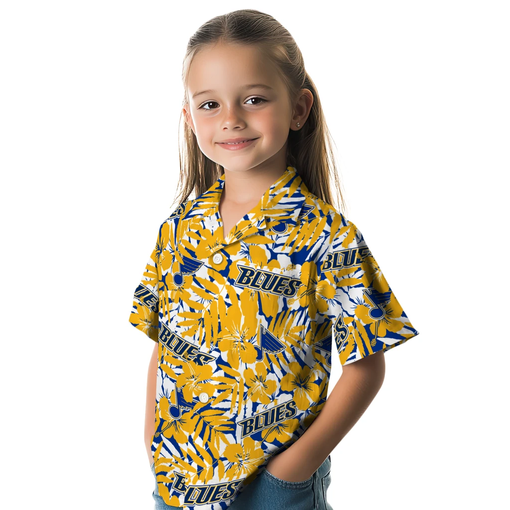 St. Louis Blues Hawaiian Shirt - Hibiscus Overlay st louis blues hibiscus overlay hawaiian shirts premium grade