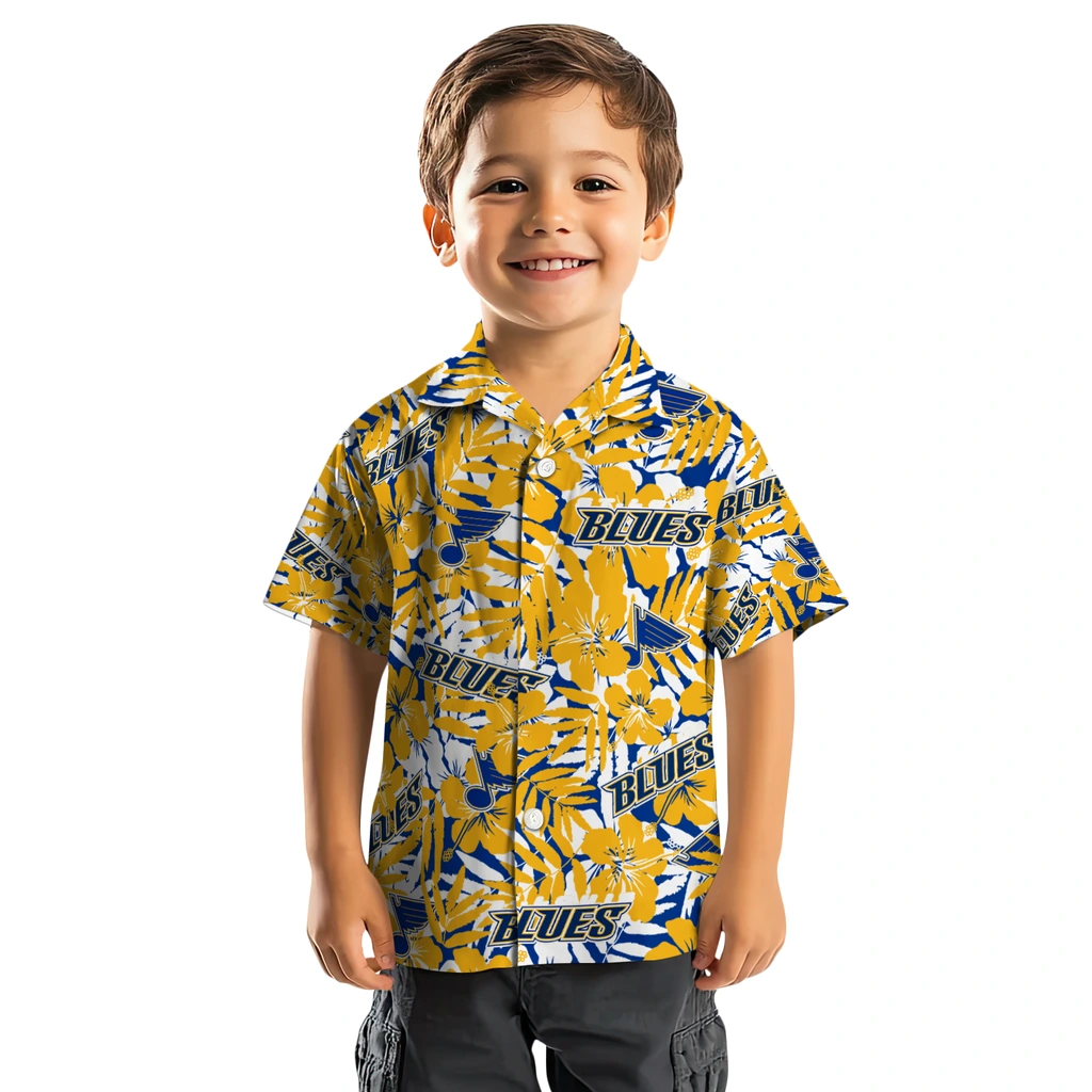 St. Louis Blues Hawaiian Shirt - Hibiscus Overlay st louis blues hibiscus overlay hawaiian shirts top rated