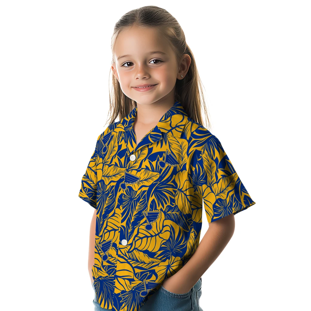St. Louis Blues Hawaiian Shirt - Monstera Layer st louis blues monstera layer blue hawaiian shirts premium grade