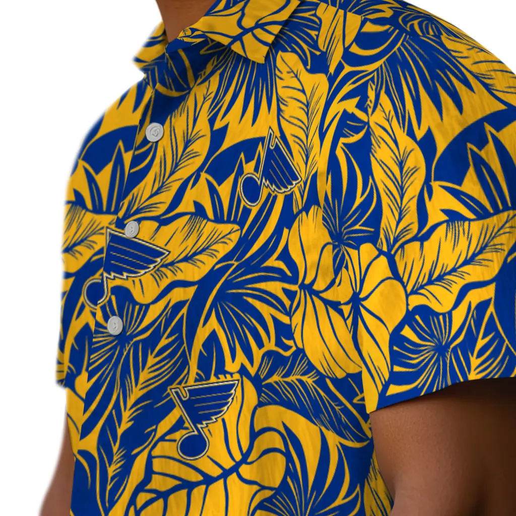 St. Louis Blues Hawaiian Shirt - Monstera Layer st louis blues monstera layer blue hawaiian shirts trendy