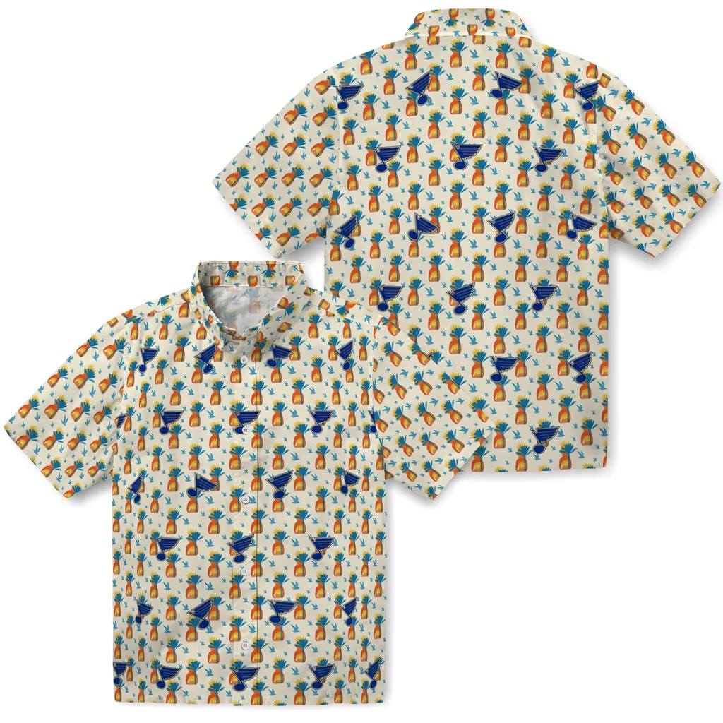 St. Louis Blues Hawaiian Shirt - Pineapple Delight st louis blues pineapple delight beige hawaiian shirts high quality