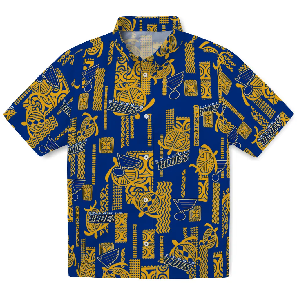 St. Louis Blues Hawaiian Shirt - Turtle Lines st louis blues turtle lines blue hawaiian shirts best selling
