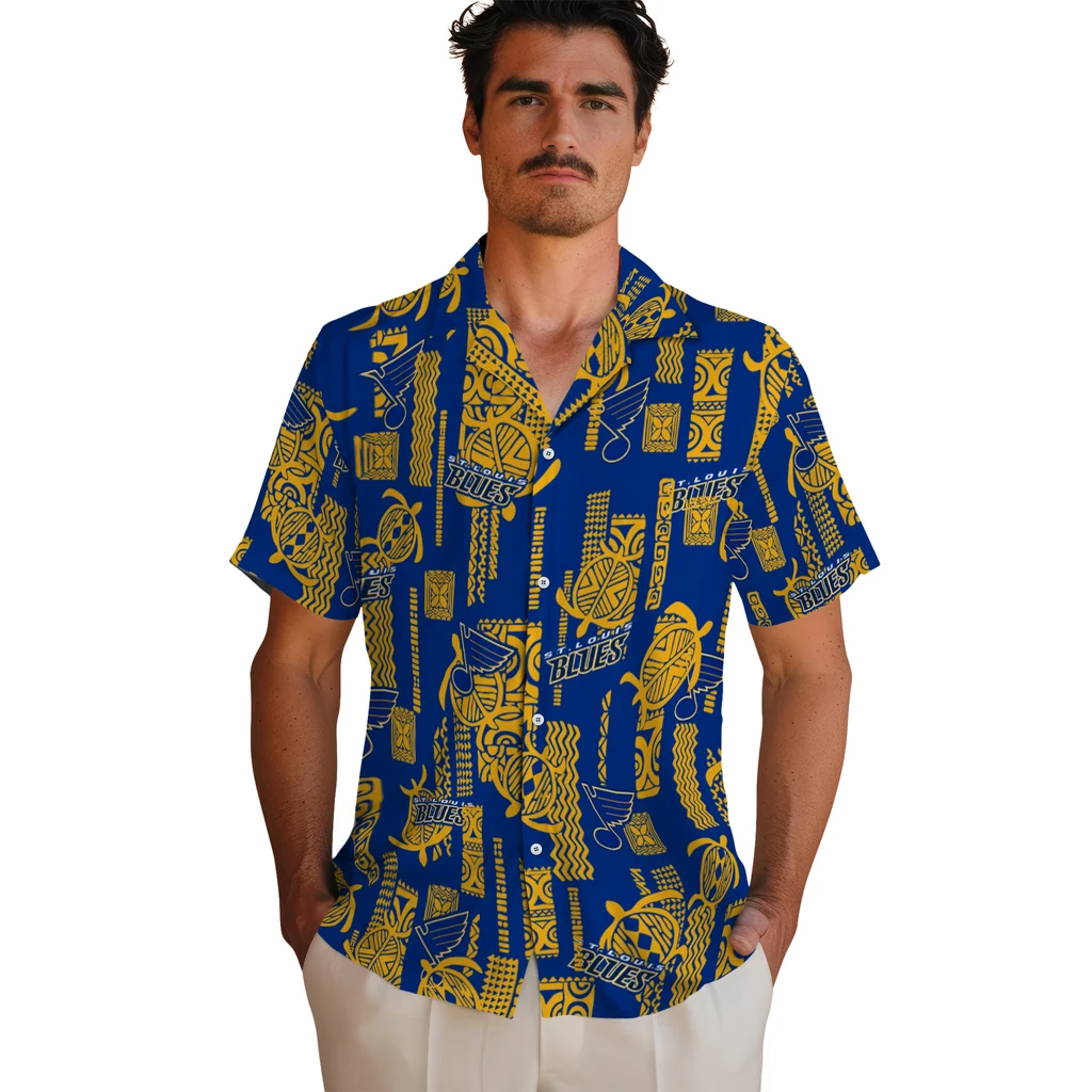 St. Louis Blues Hawaiian Shirt - Turtle Lines st louis blues turtle lines blue hawaiian shirts fashion forward