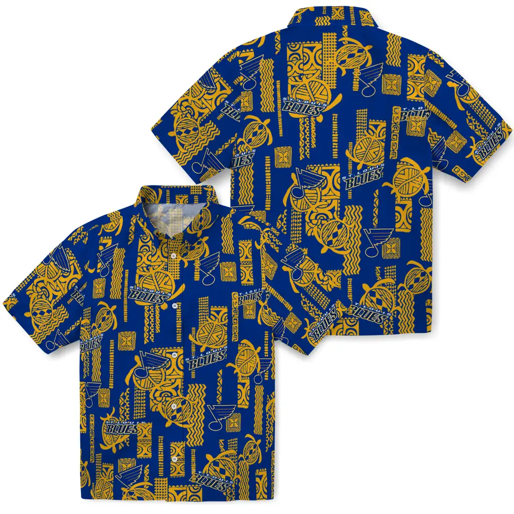 St. Louis Blues Hawaiian Shirt - Turtle Lines st louis blues turtle lines blue hawaiian shirts high quality